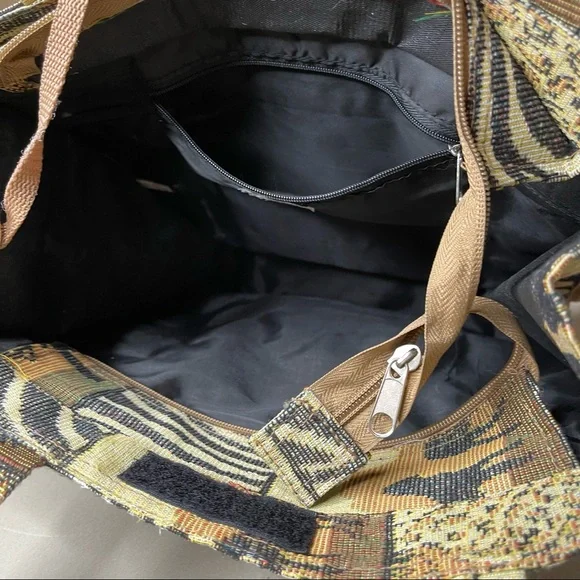 Vintage African Safari Themed Tapestry Tote Bag Purse Benjamin Jordan - Picture 6 of 7